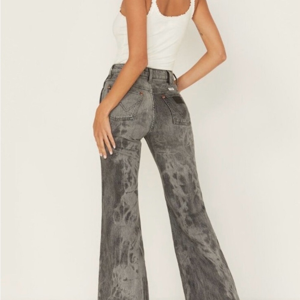 Wrangler Gray Tie-Dye Flare Jeans